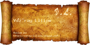 Váray Liliom névjegykártya